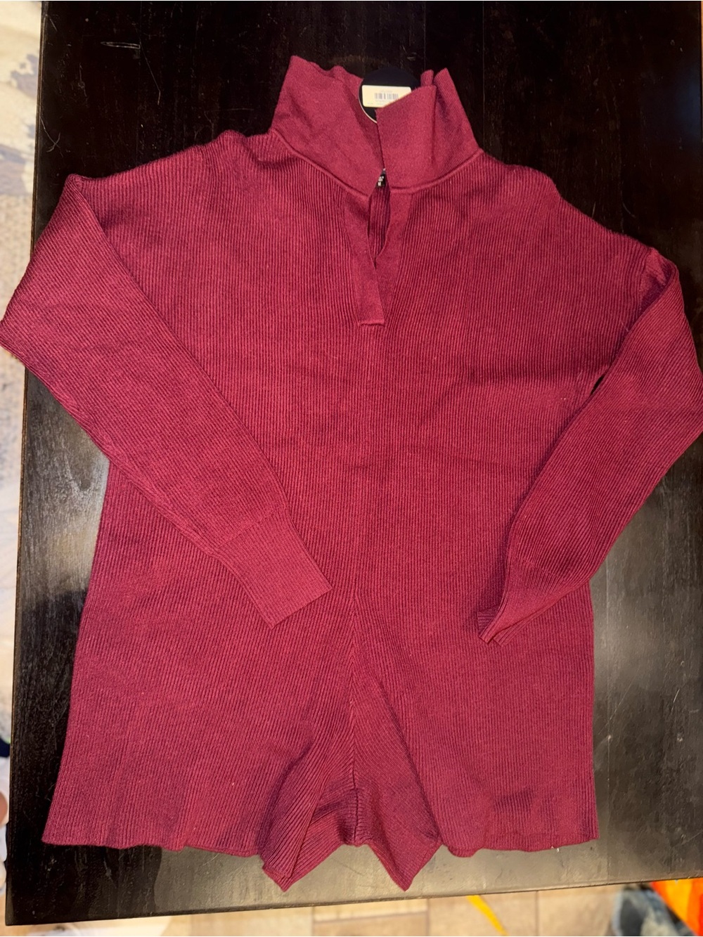 mittoshop Ribbed Quarter-Zip Turtleneck Sweater - Burgundy
